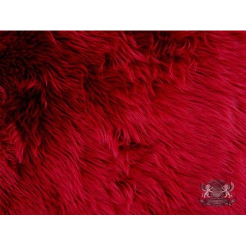 Faux/Fake Fur Shaggy Dark RED Fabric by The Yard