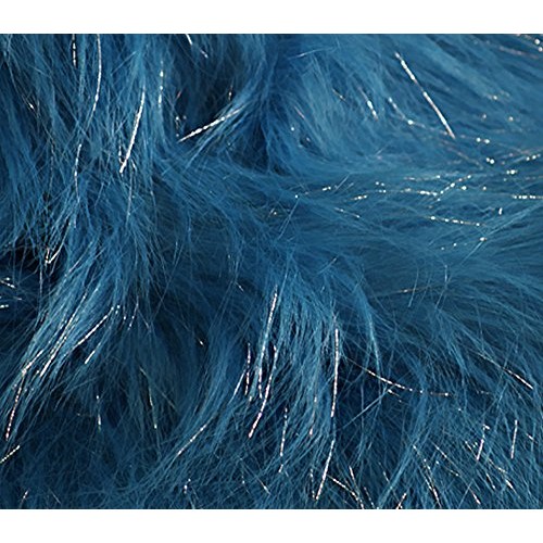Faux Fur Fabric Long Pile Sparkling Tinsel Turquoise / 58 Wide/So...
