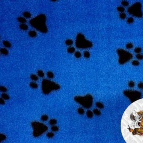 Fleece Fabric Printed Animal Print Pawprint Royal Blue Fabric by T...