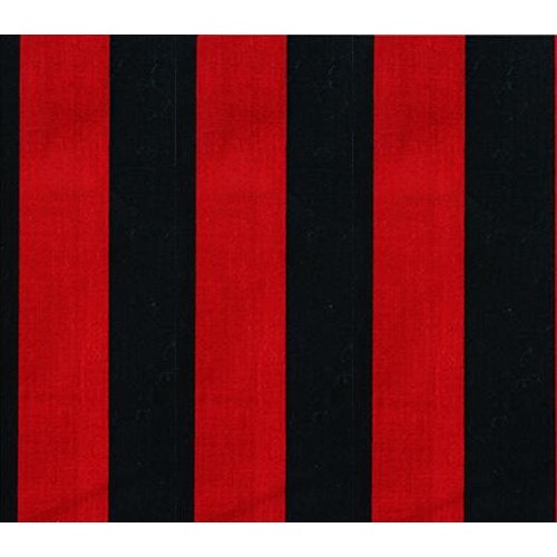 Polycotton Fabric Printed Medium Stripes RED Black / 60 Wide/Sold...