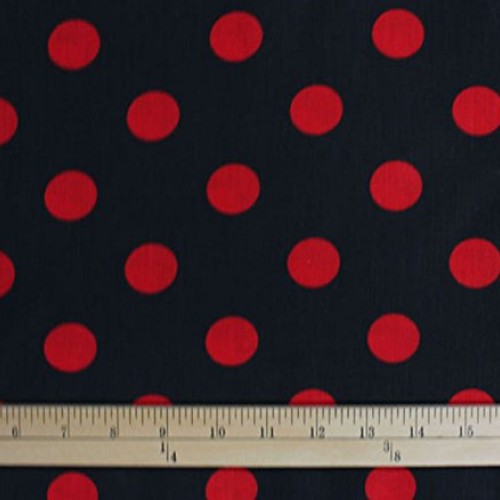 Polycotton Fabric Printed Polka DOTS RED - Black Background / 60 ...