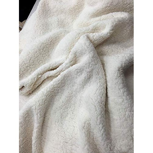 Sherpa Faux Fake Animal Solid Fur Fabric Long Pile Ivory / 62 Wid...