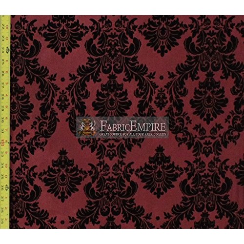 Taffeta Damask Flocking Fabric 58 Wide Sold by The Yard Black Bu...