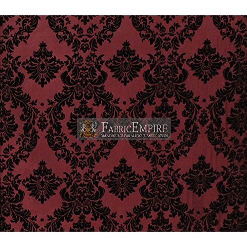 Taffeta Damask Flocking Fabric 58 Wide Sold by The Yard Black Bu...