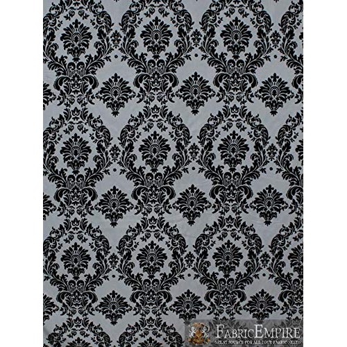 Taffeta Damask Flocking Fabric 58 Wide Sold by The Yard Black Gray