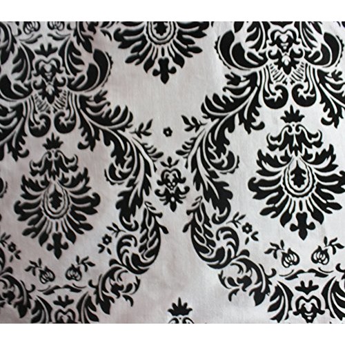 Taffeta Damask Flocking Fabric 58 Wide Sold by The Yard Black Wh...