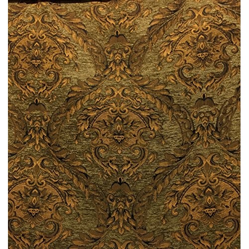 Damask tapestry chenille fabric - upholstery fabric, olive green /...