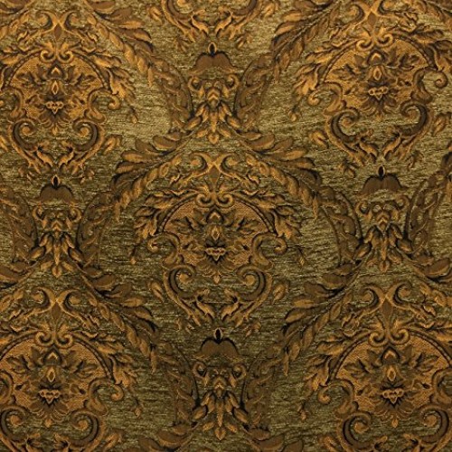 Damask tapestry chenille fabric - upholstery fabric, olive green /...
