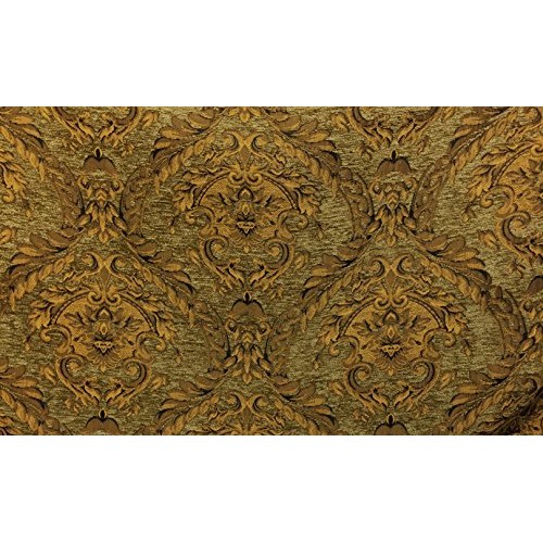 Damask tapestry chenille fabric - upholstery fabric, olive green /...