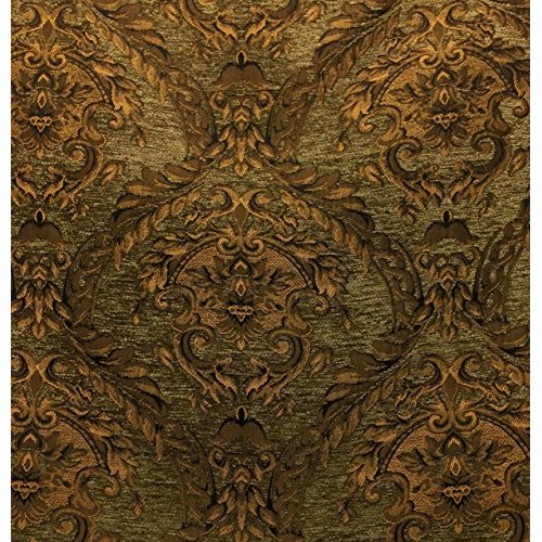 Damask tapestry chenille fabric - upholstery fabric, olive green /...