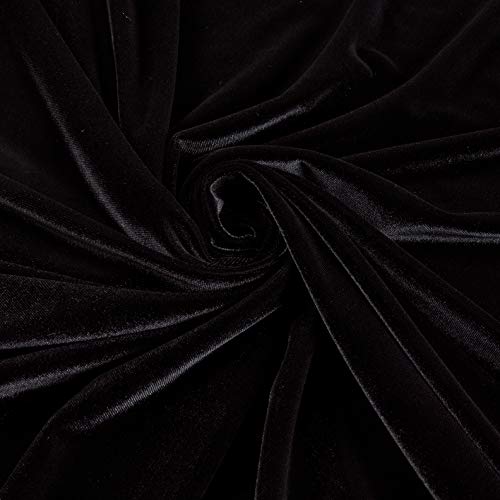 Fabric Merchants Stretch Velvet Knit Black, Yard