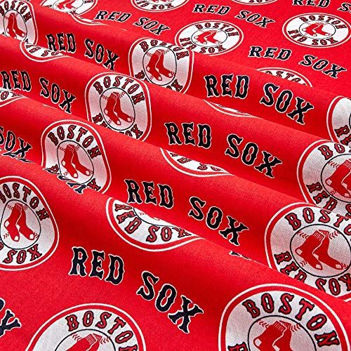 Fabric Traditions 0402918 MLB Cotton Broadcloth Boston Sox Red/Blu...