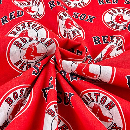 Fabric Traditions 0402918 MLB Cotton Broadcloth Boston Sox Red/Blu...