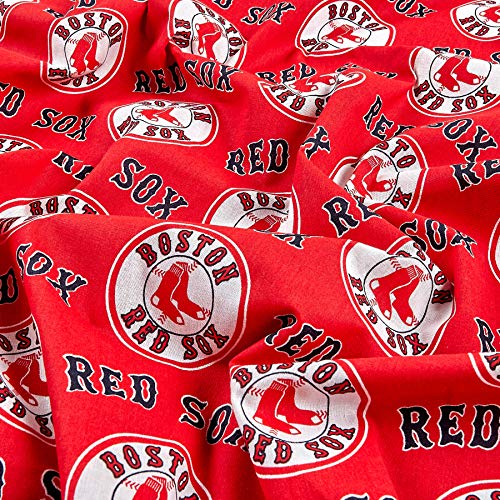 Fabric Traditions 0402918 MLB Cotton Broadcloth Boston Sox Red/Blu...