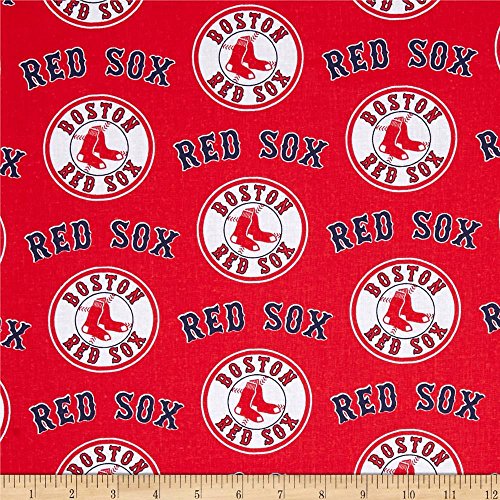 Fabric Traditions 0402918 MLB Cotton Broadcloth Boston Sox Red/Blu...