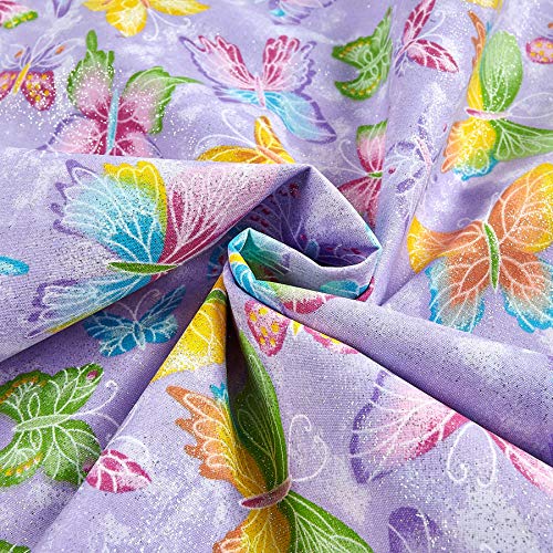 Fabric Traditions Butterflies Glitter Purple Fabric By The Yard