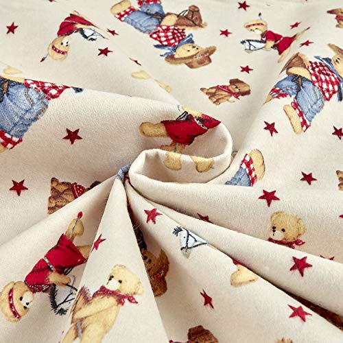 Fabric Traditions Flannel Tossed Cowboy Bears Ivory/Multi Fabric B...