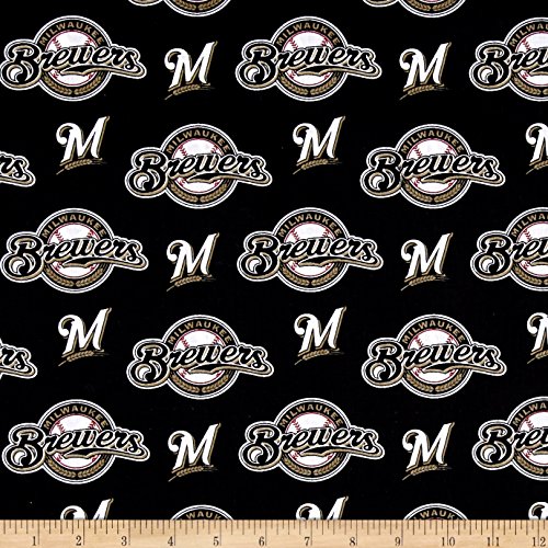 Fabric Traditions MLB Cotton Broadcloth Milwaukee Brewers Black/Wh...
