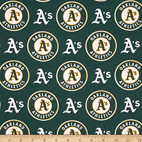 Fabric Traditions MLB Cotton Broadcloth Oakland Athletics e, Green...