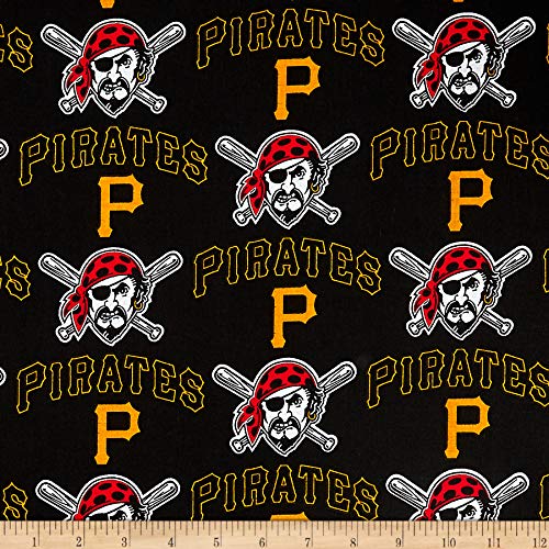 Fabric Traditions MLB Cotton Broadcloth Pittsburgh Pirates ow, Bla...
