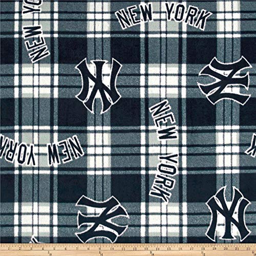 Fabric Traditions MLB Fleece New York Yankees Paid Navy/White Fabr...
