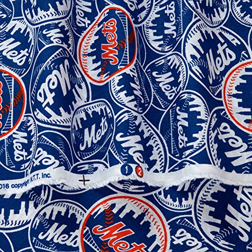 Fabric Traditions MLB New York Mets Cotton Broadcloth Fabric by Th...