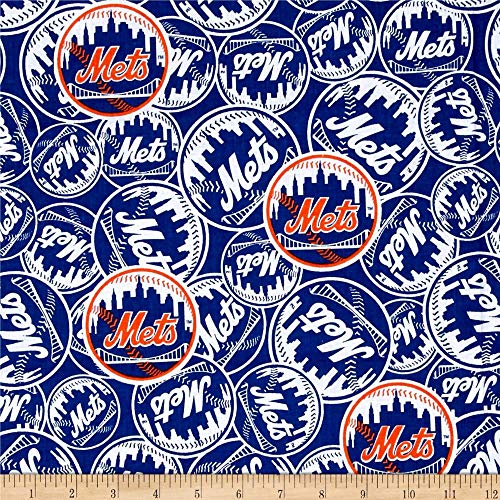 Fabric Traditions MLB New York Mets Cotton Broadcloth Fabric by Th...