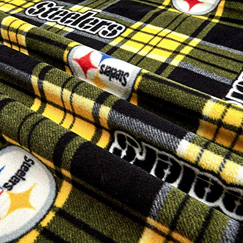 Fabric Traditions NFL Pittsburgh Steelers Plaid Fleece Black/Yello...