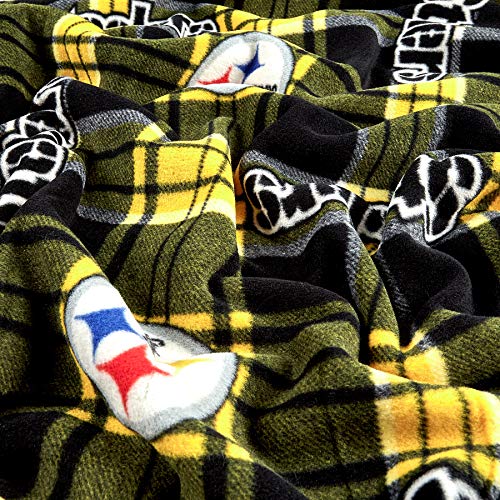 Fabric Traditions NFL Pittsburgh Steelers Plaid Fleece Black/Yello...
