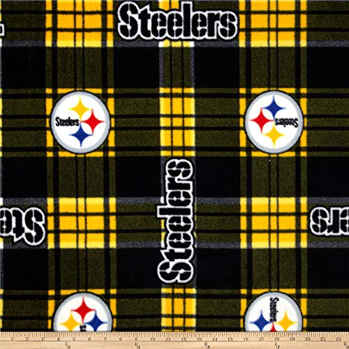 Fabric Traditions NFL Pittsburgh Steelers Plaid Fleece Black/Yello...