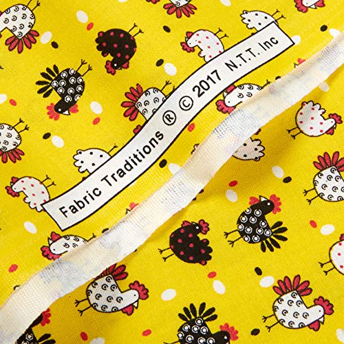 Fabric Traditions Novelty Print Mini Chickens Yellow Fabric by the...