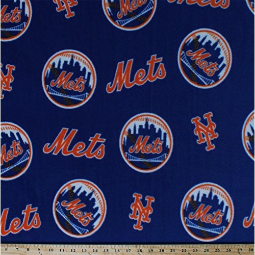 Fleece New York Mets Blue MLB Baseball Sports Fleece Fabric Print ...