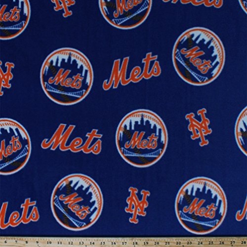 Fleece New York Mets Blue MLB Baseball Sports Fleece Fabric Print ...
