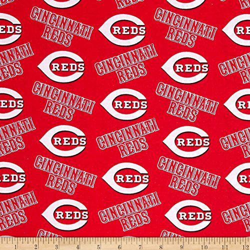 MLB Cotton Broadcloth Cincinnati Reds Red/White Fabric by The Yard