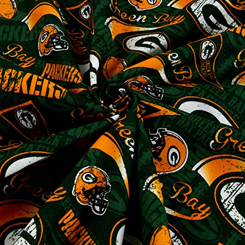 Traditions NFL Cotton Broadcloth Bay Packers Retro , Green Fabric ...