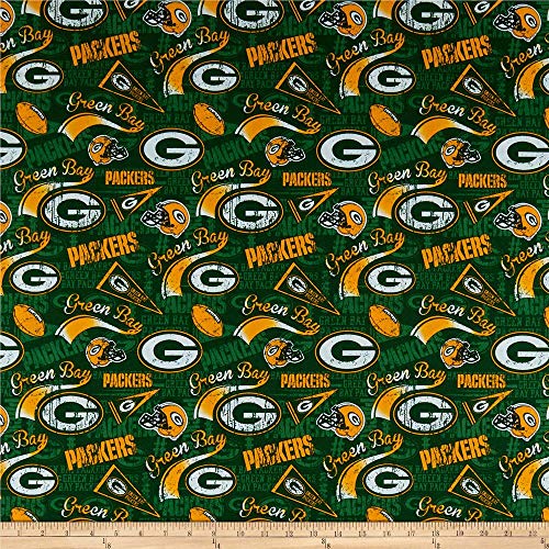 Traditions NFL Cotton Broadcloth Bay Packers Retro , Green Fabric ...