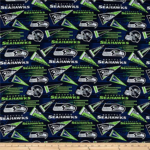 Traditions NFL Cotton Broadcloth Seattle Seahawks Retro Green Navy...