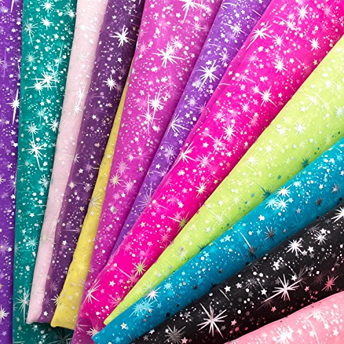 Star Bursts Sheer Organza 58 Inch Wide Fabric by the Yard F.E. W...