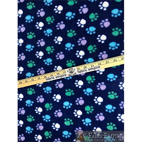 Fleece Printed Antipill Winter Fabric White Purple Green Blue Pawp...