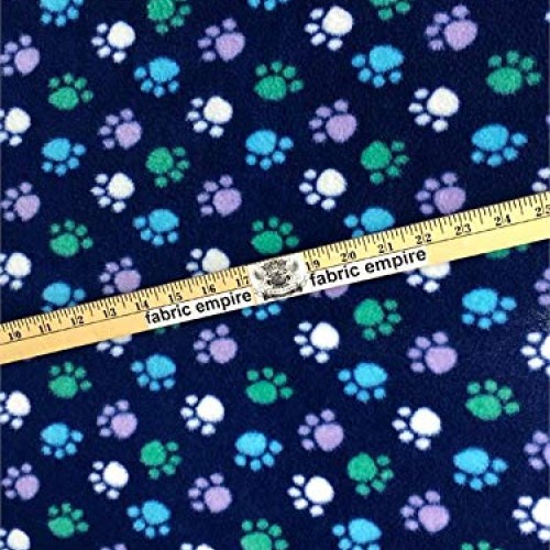 Fleece Printed Antipill Winter Fabric White Purple Green Blue Pawp...