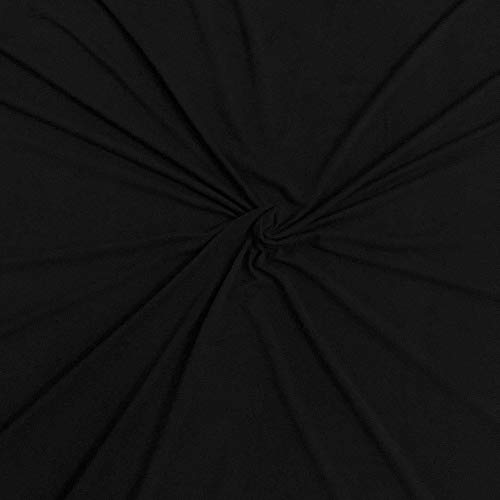 FabricLA DTY Double Brushed Spandex Jersey Knit Fabric Black, 5 Y...