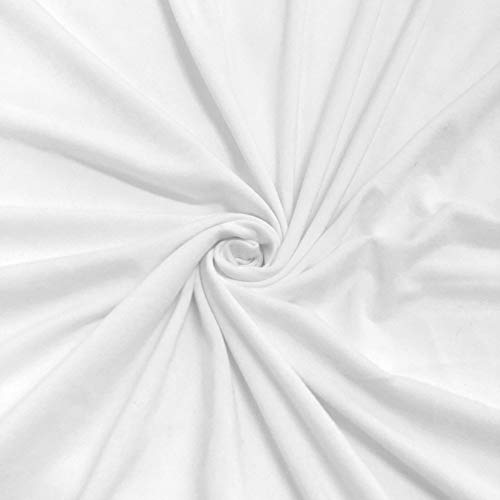 FabricLA DTY Double Brushed Spandex Jersey Knit Fabric - White, 2...