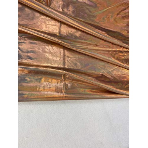 FabricLA Metallic Foil Lame Spandex Knit Fabric Rose Gold Hologra...