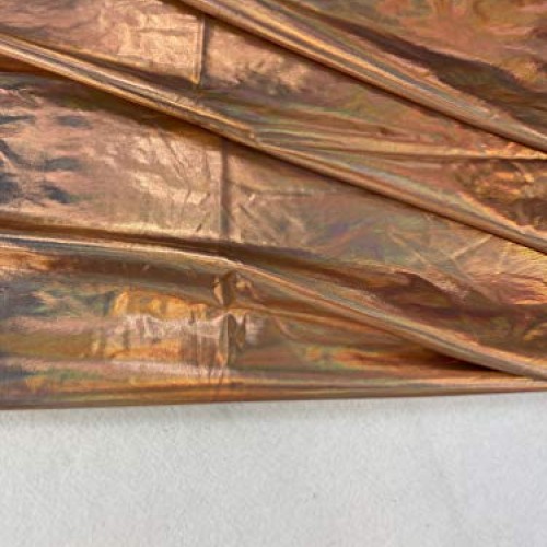 FabricLA Metallic Foil Lame Spandex Knit Fabric Rose Gold Hologra...