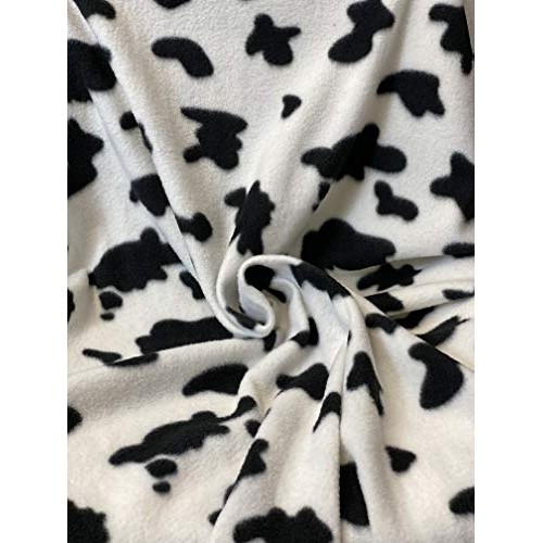 FabricLA Printed Fleece Fabric - 2 Yards Cow