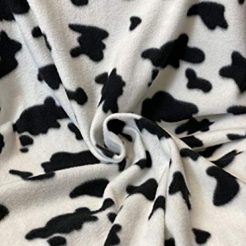 FabricLA Printed Fleece Fabric - 2 Yards Cow