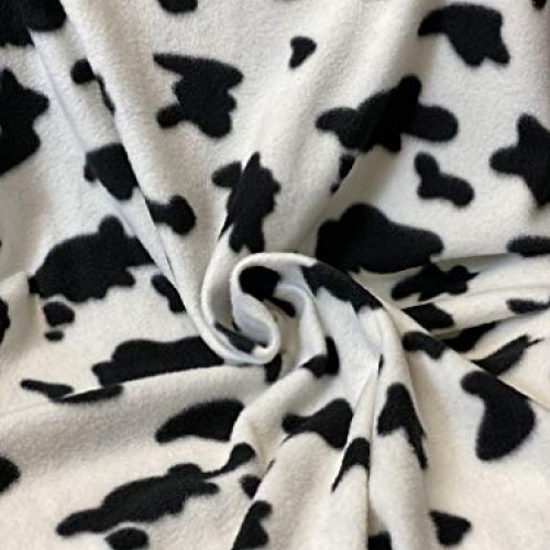 FabricLA Printed Fleece Fabric - 2 Yards Cow