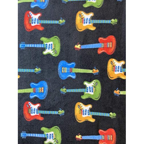 FabricLA Printed Fleece Fabric - 2 Yards Guitar
