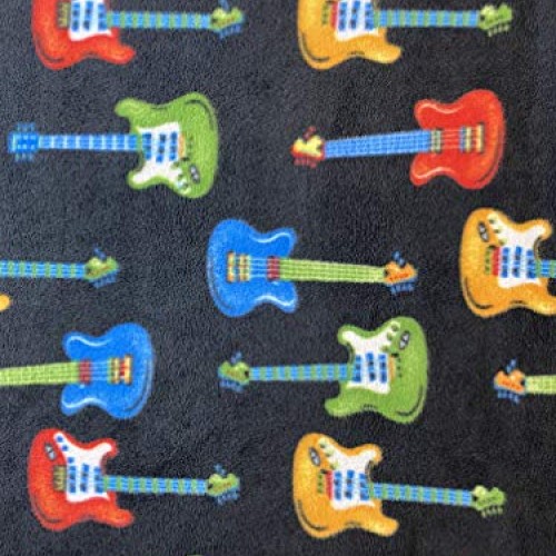 FabricLA Printed Fleece Fabric - 2 Yards Guitar