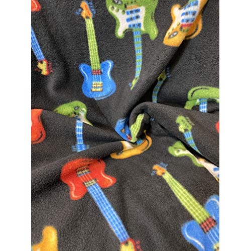 FabricLA Printed Fleece Fabric - 2 Yards Guitar